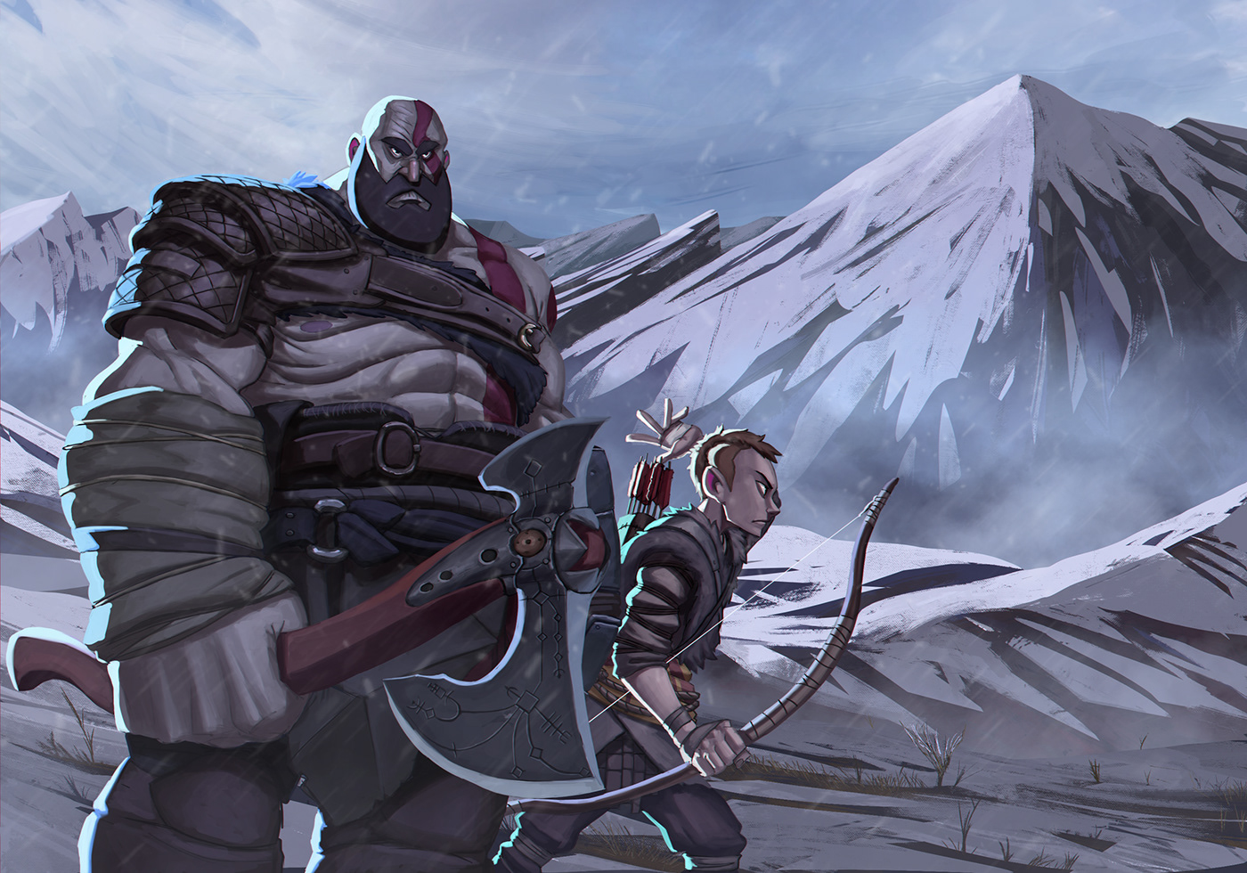 God of War fanart - Kratos and Atreus.