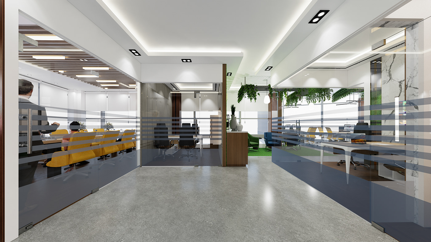 global village marketing office Office architecture interior design  visualization exterior Interior Render 3ds max