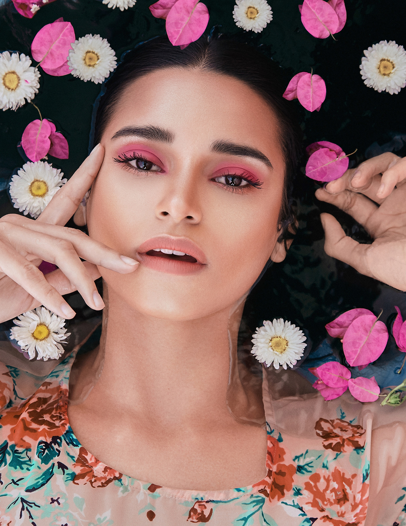 makeup Flowers beauty editorial colorful flower Beautiful