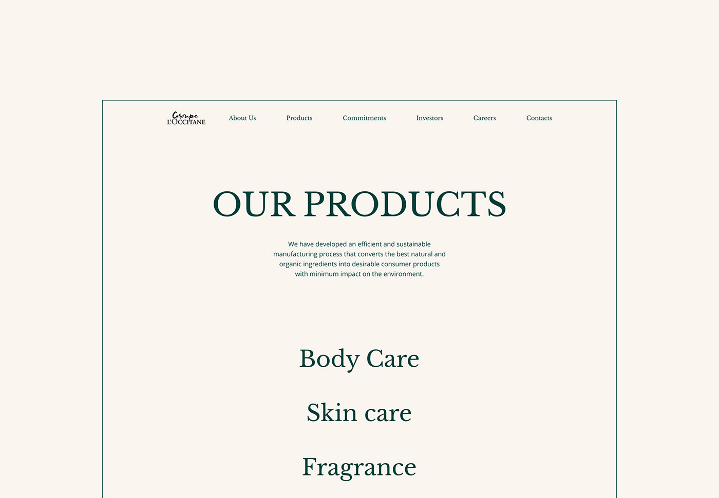 beauty concept corporate cosmetics L'Occitane loccitane perfume redesign Responsive Website