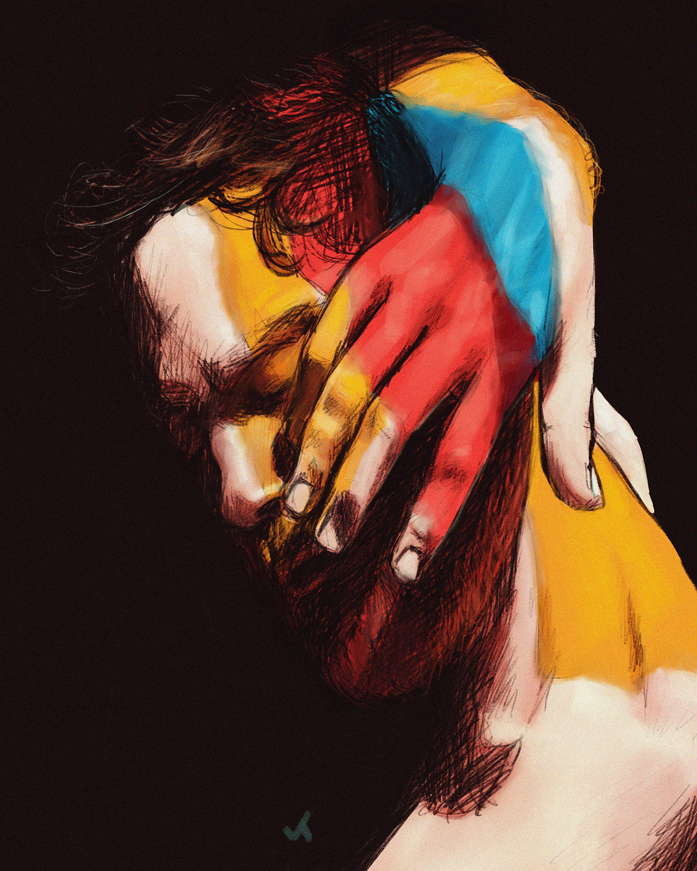 Digital Art  painting   fanart ginger rainbow colors colorful portrait
