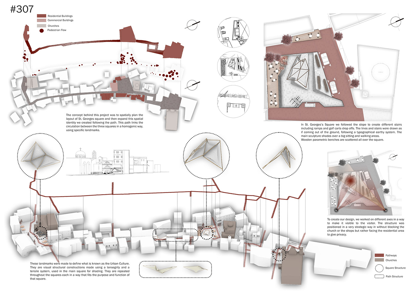 3D architecture design Landscape Architecture  Tensigrity Structure tensile structure Urban Design visualization