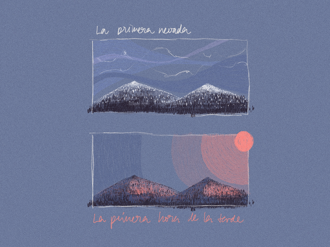 ilustracion ILLUSTRATION  Procreate naturaleza Nature wave fire mountain see Galicia