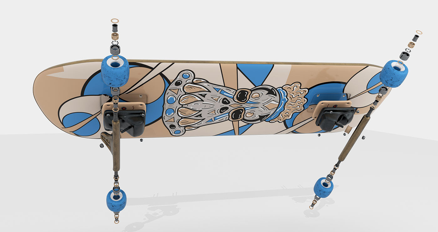 ILLUSTRATION  Character characterdesign design skate 3D skateboarding tribe calaca skull