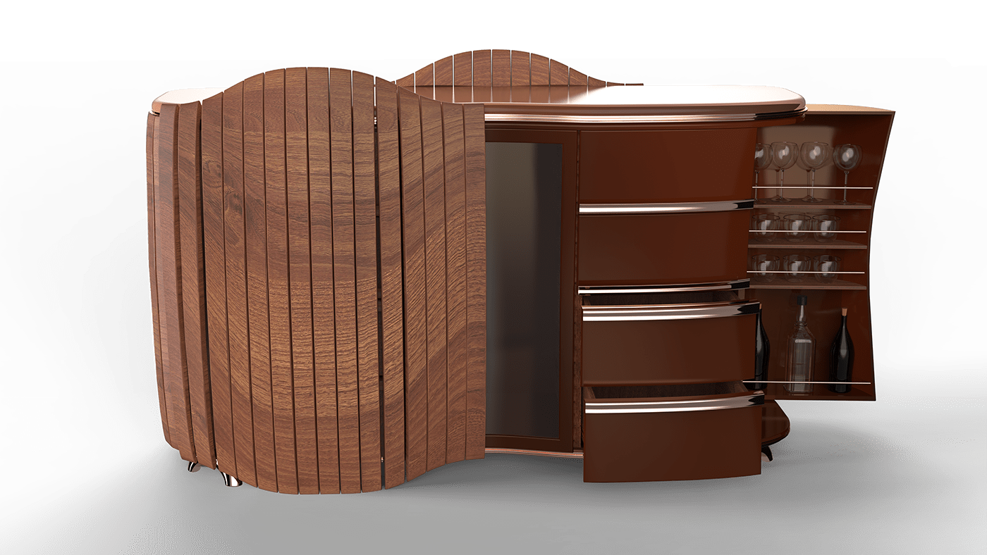 Fendor Credenza was designed to be dynamic in shape and it looks great from any angle. 