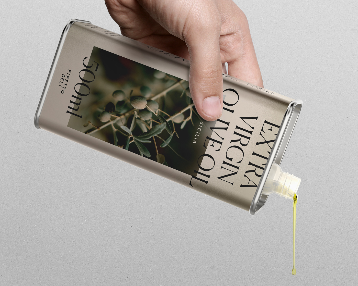 Packaging branding  Olive Oil organic typography   Food  can Mockup