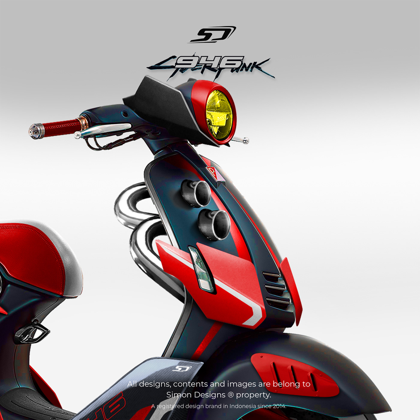cyberpunk 2077 designer electric motorcycle Electric Vespa motorcycle design piaggio Simon Designs vespa vespa 946 Vespa 946 Cyberpunk