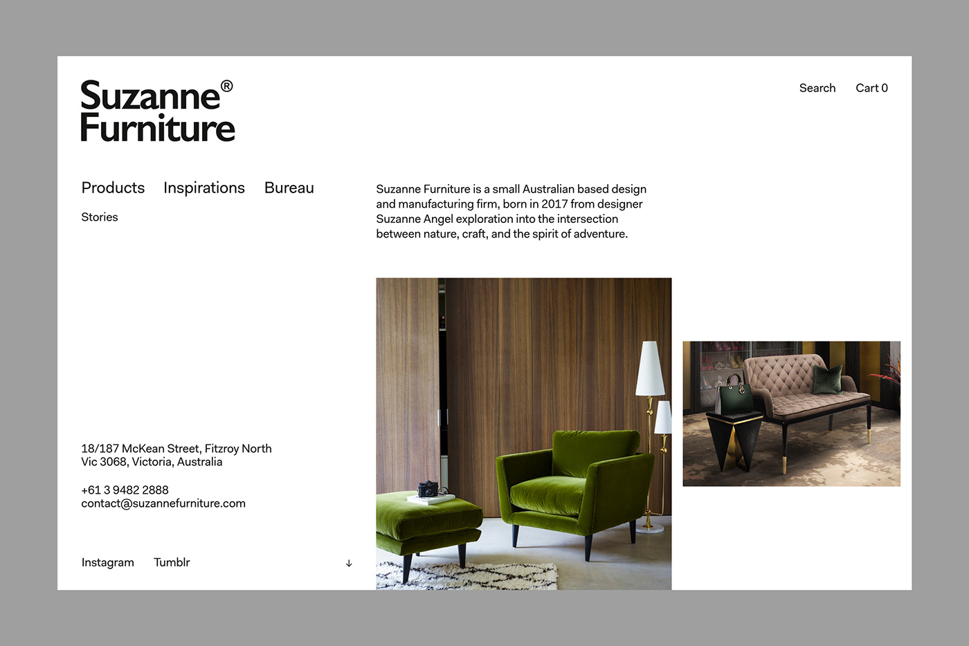 furniture bureau UI minimal Website White type architecture