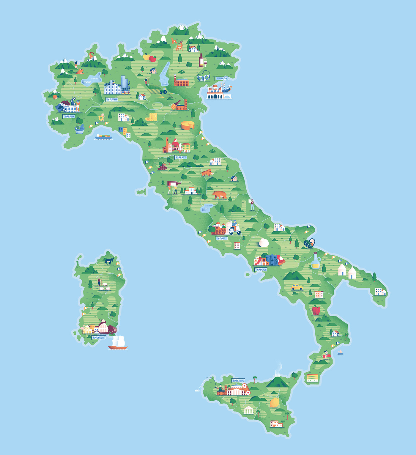 Italy map map Italy nutella illustrated map Illustration Map