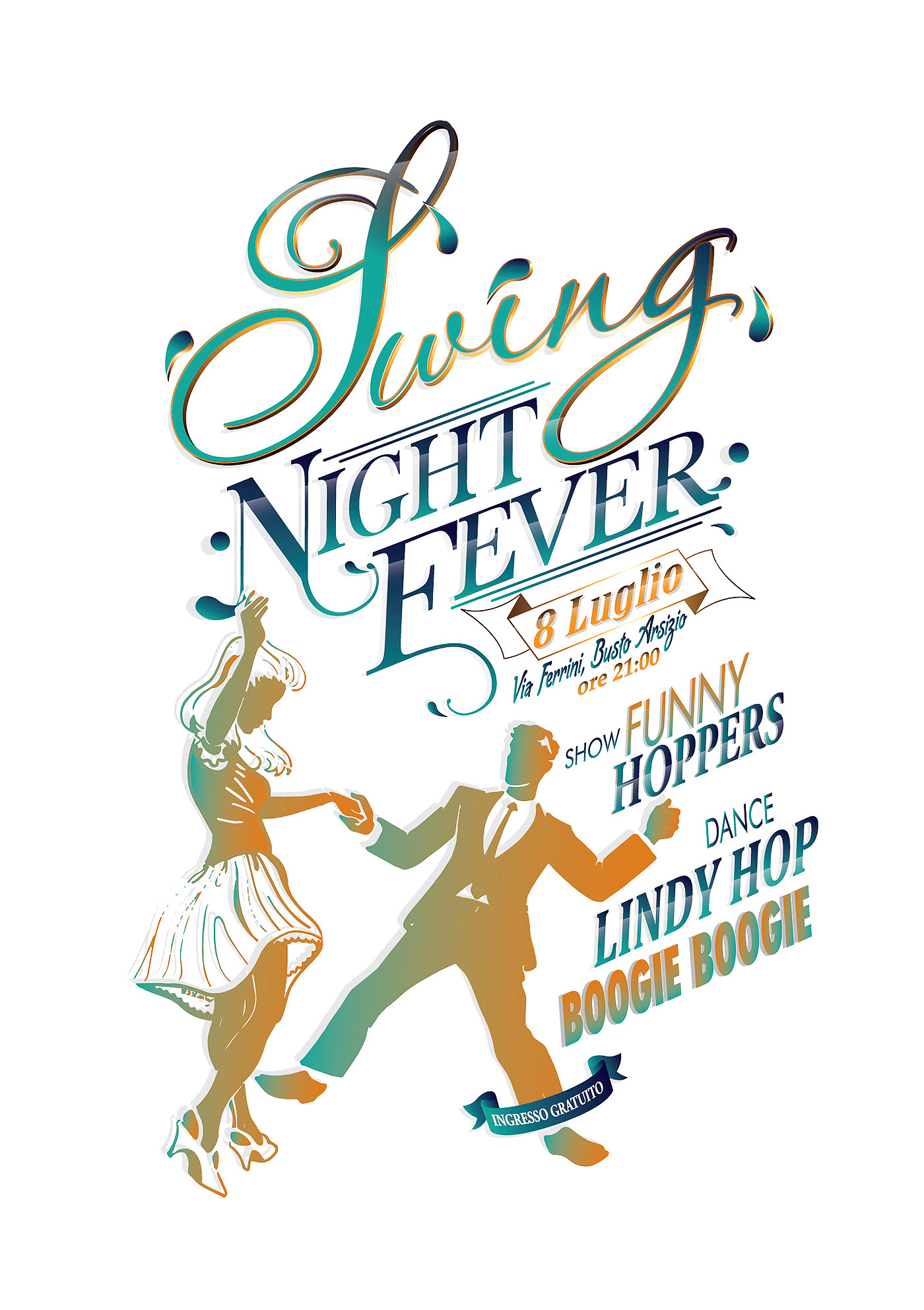 CMYK print font swing vintage lindy hop