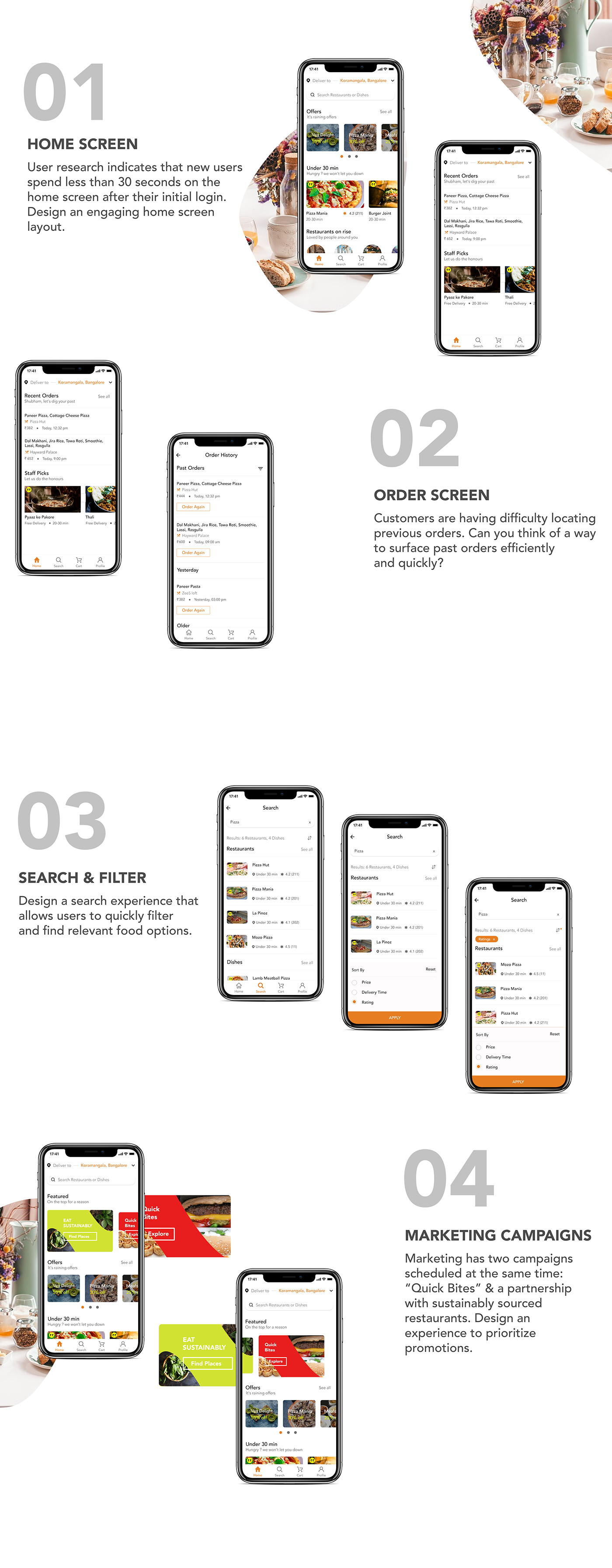 ui design UX design app design Interaction design  User research storyboarding   user interface design User Experience Design food delivery food app