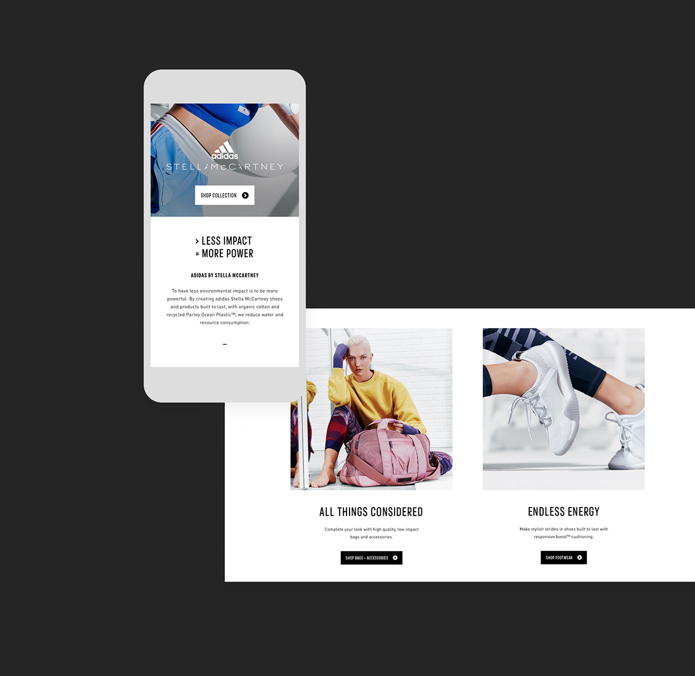 adidas StellaMcCartney Fashion  Clothing Collection Spring/Summer Website Layout mobile typography  