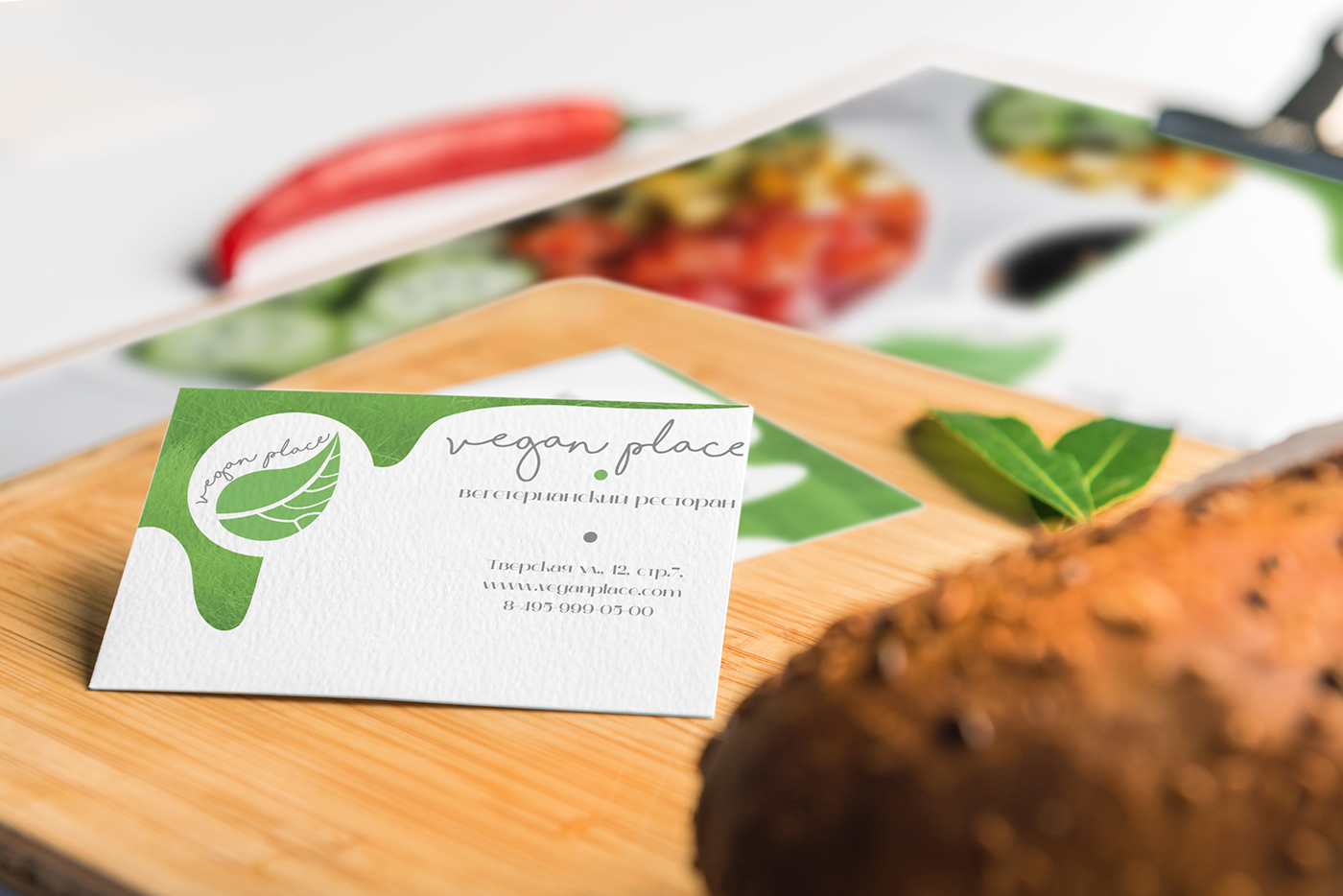 brand brandig business card green Ident identity menu restaurant typographu vegan