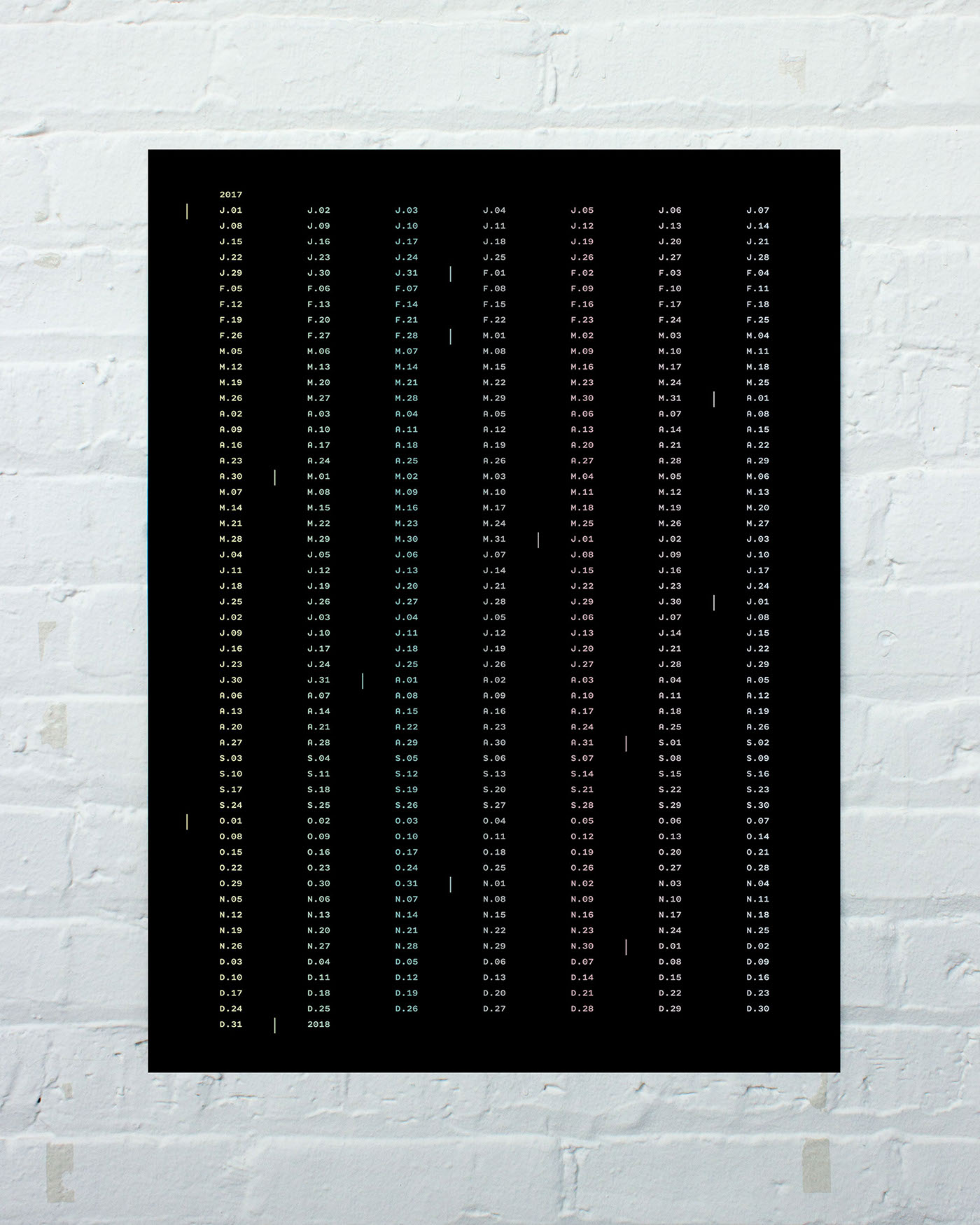 calendar poster foil stamp Minimalism modern