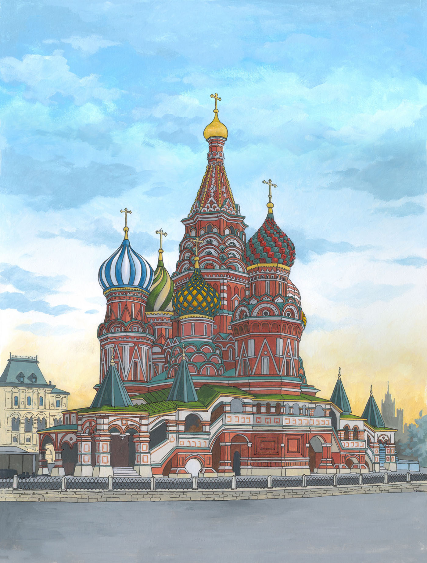 Artist Jonathan Chapman illustration by jonathan Moscow Russia st Basil’s Cathedral Travel ILLUSTRATION 