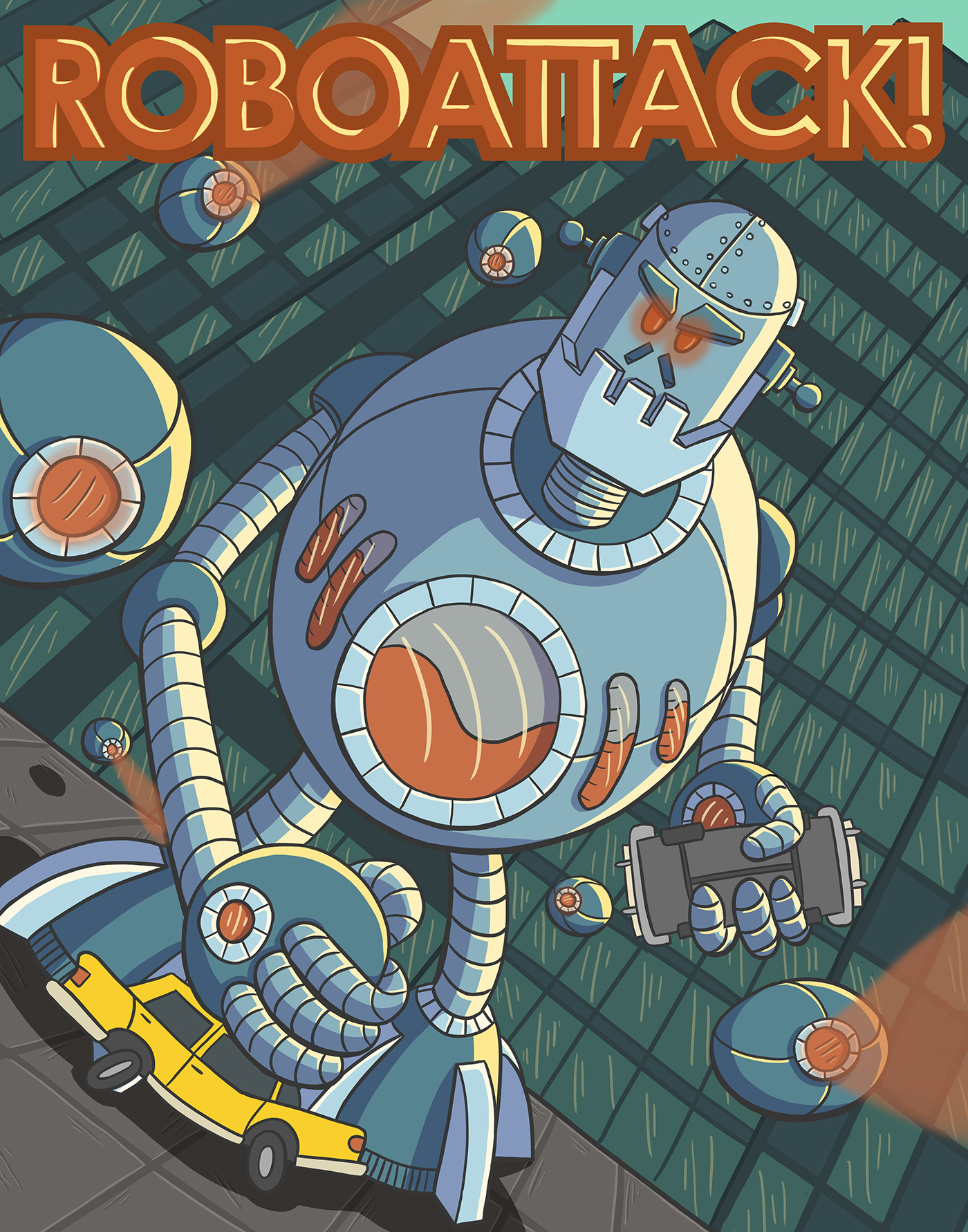 Character design  poster robots apparel
