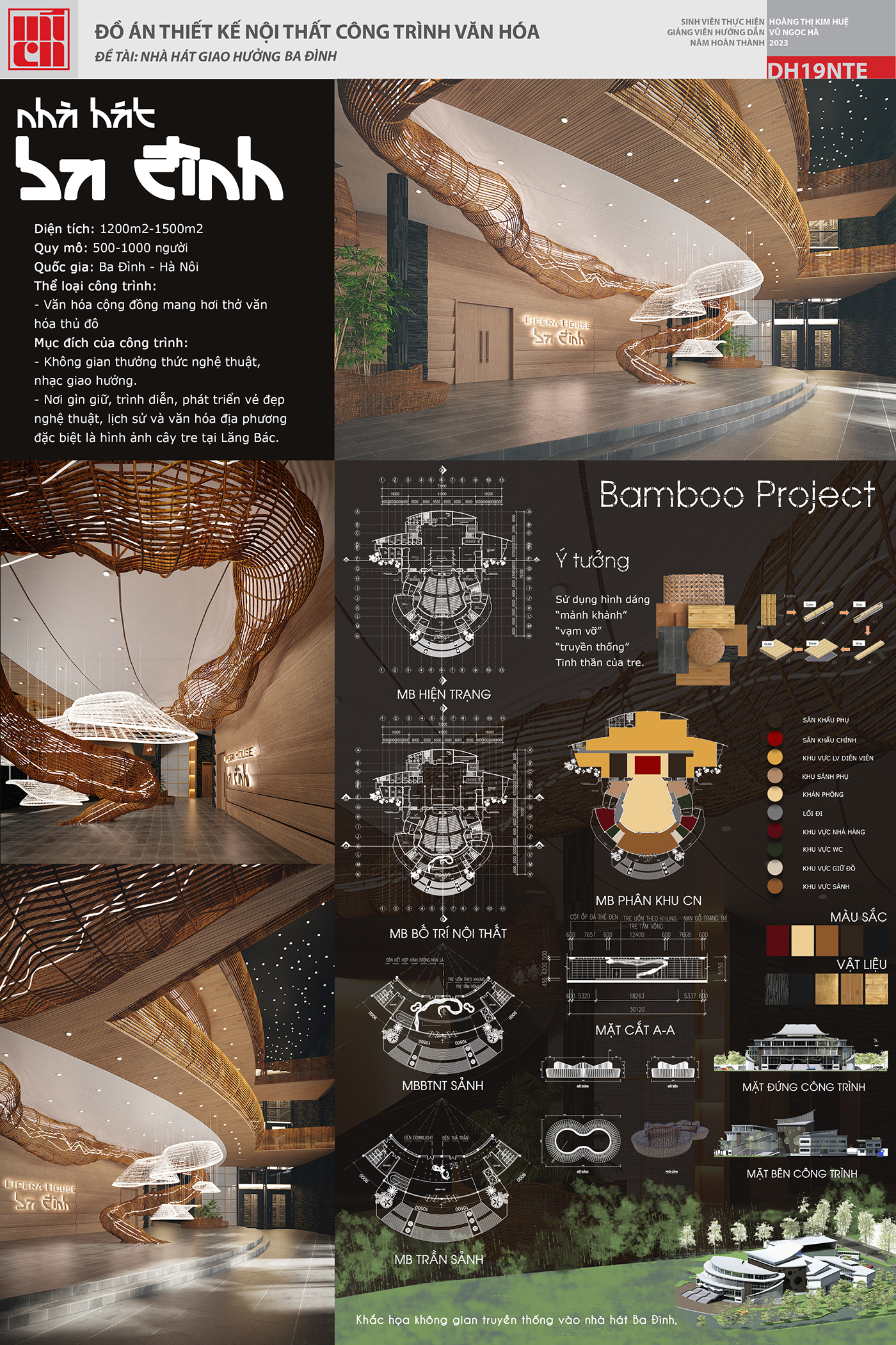 interior design  bamboo bamboo architecture design bamboo design operahouse Behance behance portfolio Theatre theater 