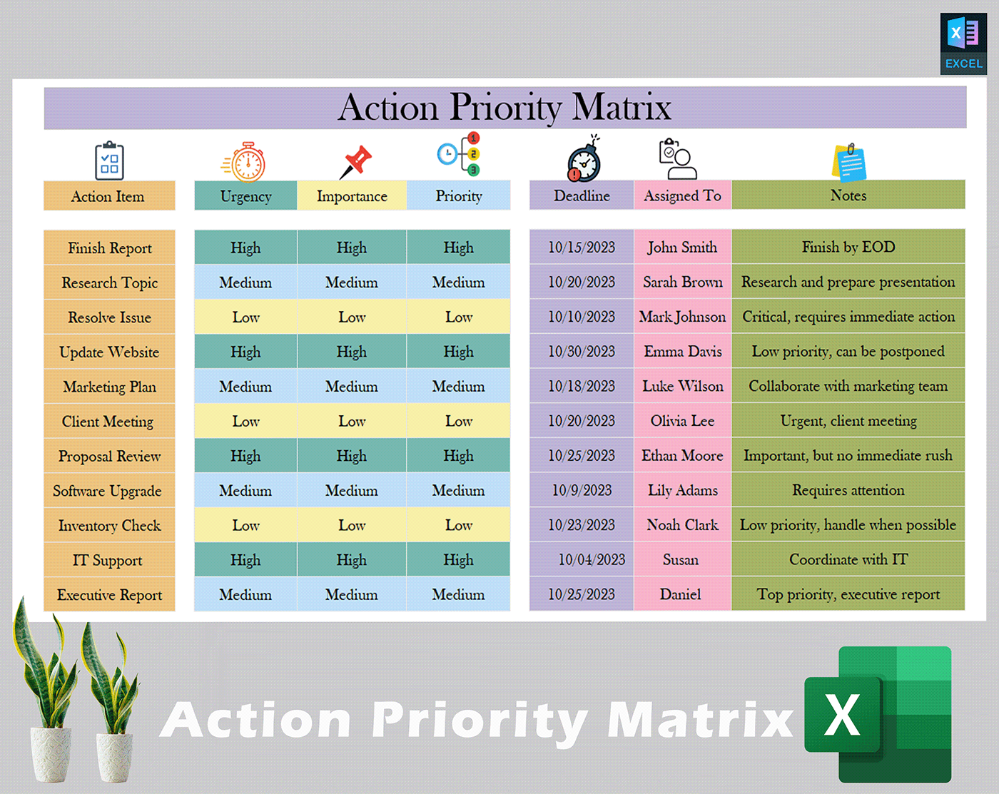 action design template business corporate company Excel customizable editable simple
