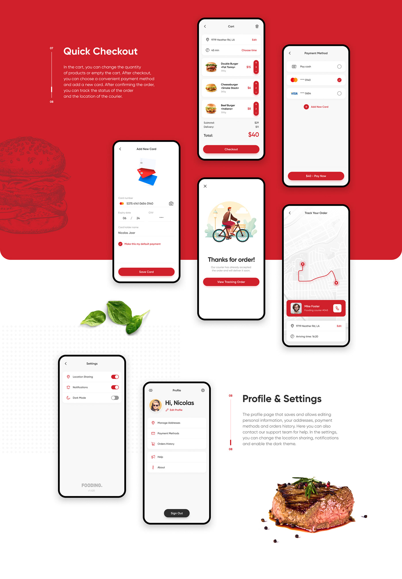 app delivery design Food  iOS App mobile product design  restaurant UI ux