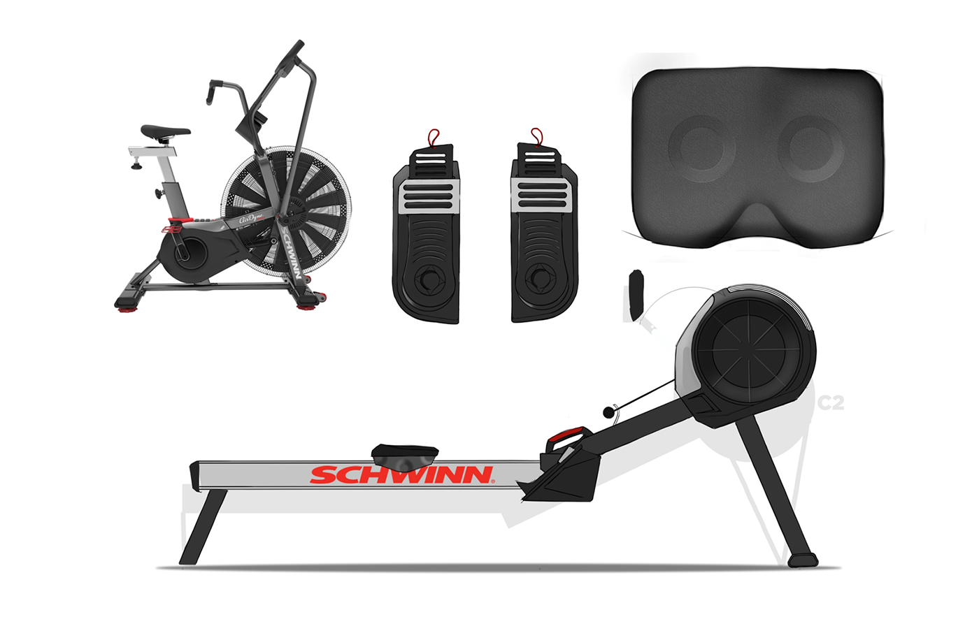 Schwinn fitness Rower rowing machine concept art industrial design  product design 