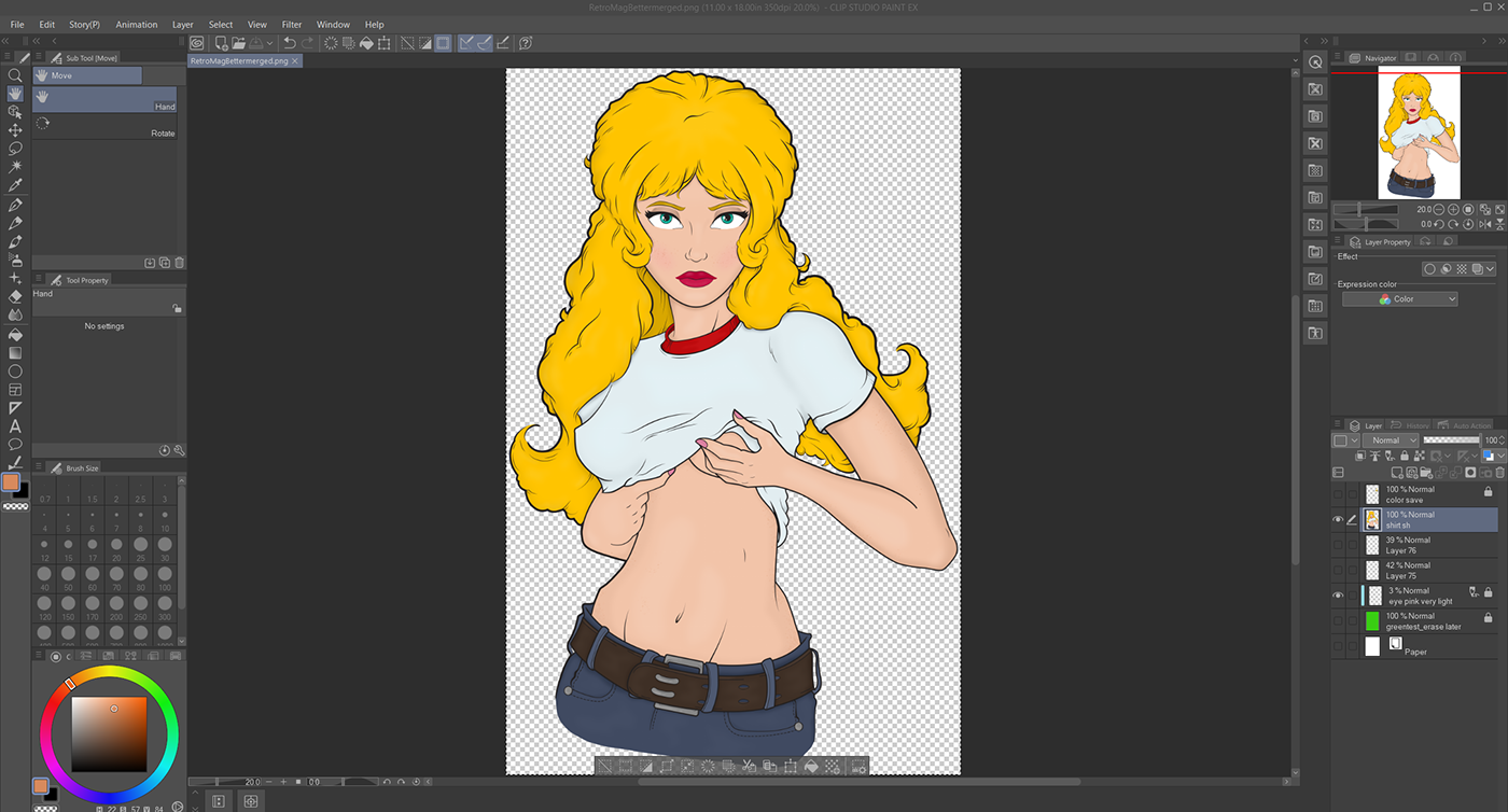 blonde Character design  CLIP STUDIO PAINT Magazine Cover pin-up pinup Retro vector vintage