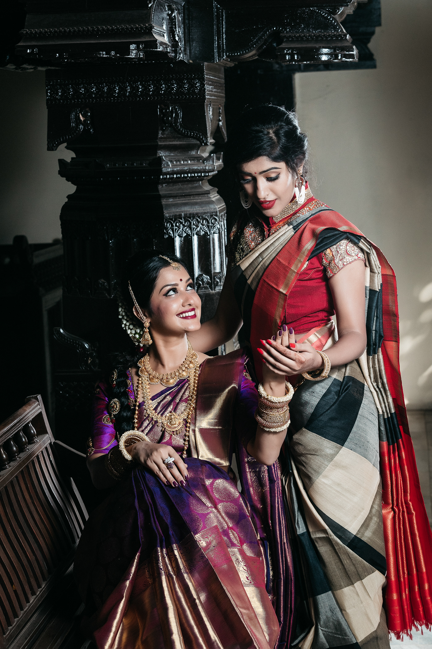 portrait sexy Photography  model saree Ethnic Wear zari couture mangalore India Fashion 