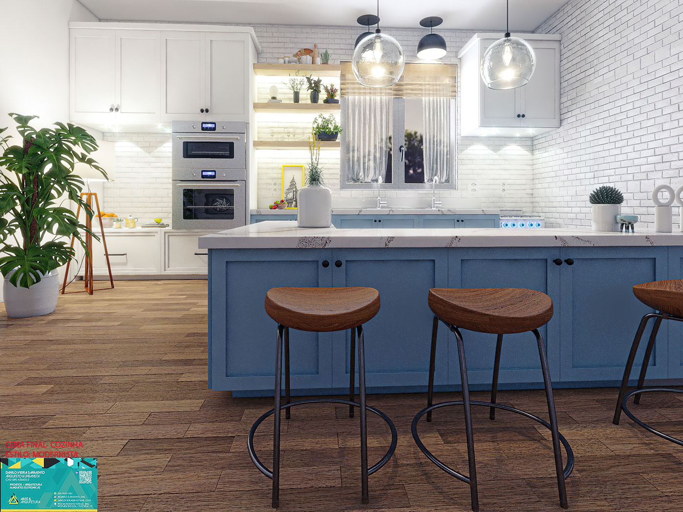 3D archviz arquitectura CGI interior design  kitchen Modern Design Render SketchUP vray
