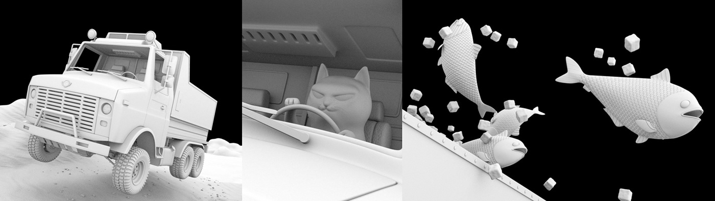 ILLUSTRATION  3D Character Cat Truck