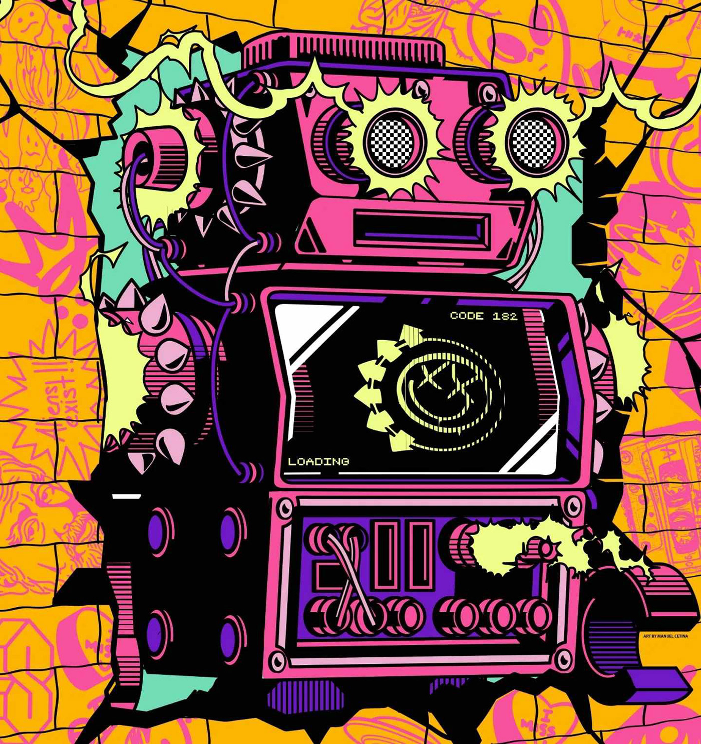 Blink 182 blink-182 mexico city poster Poster Design ILLUSTRATION  Cyberpunk robot music арт