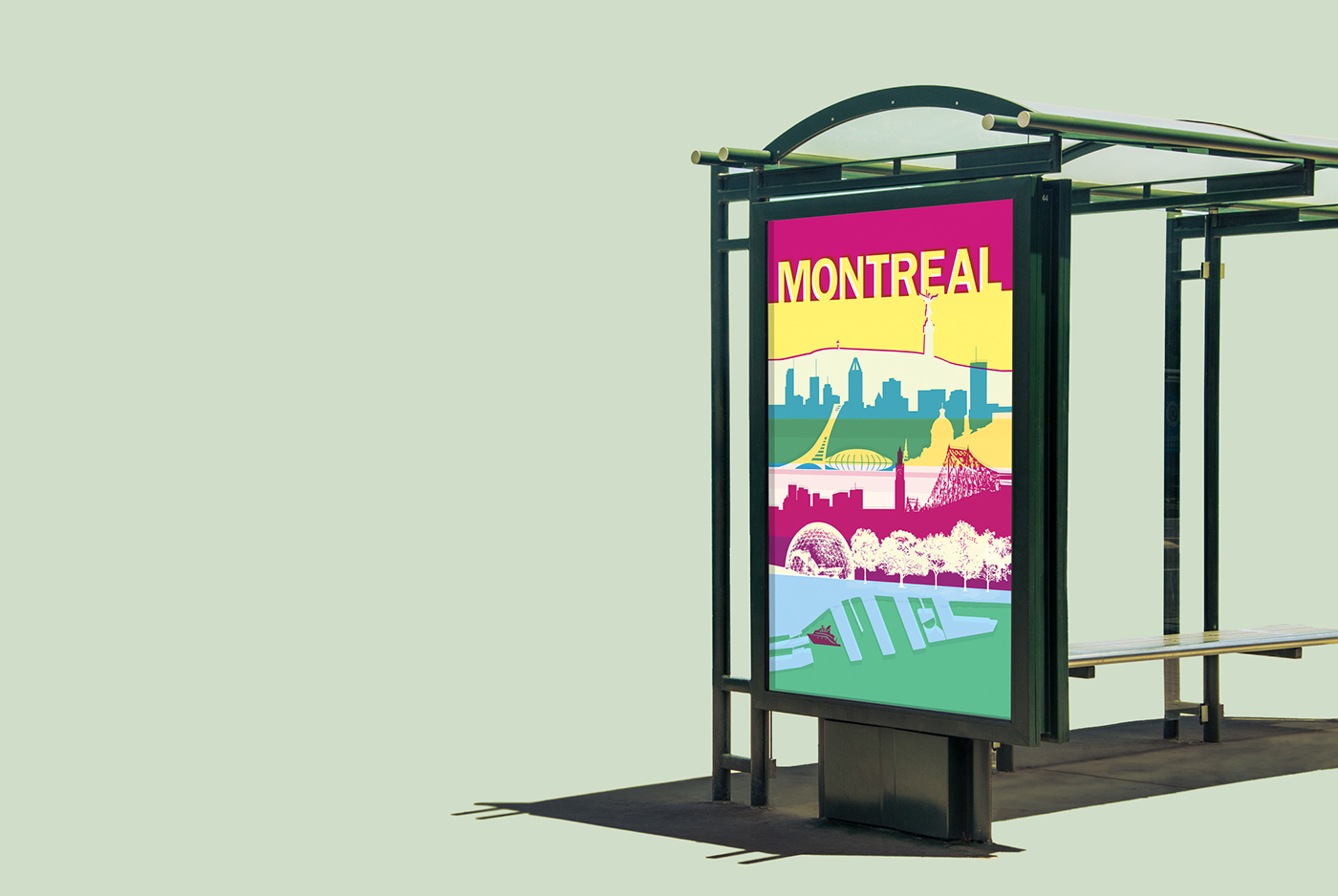 Montreal contest abribus skylines colors design ad bus shelter