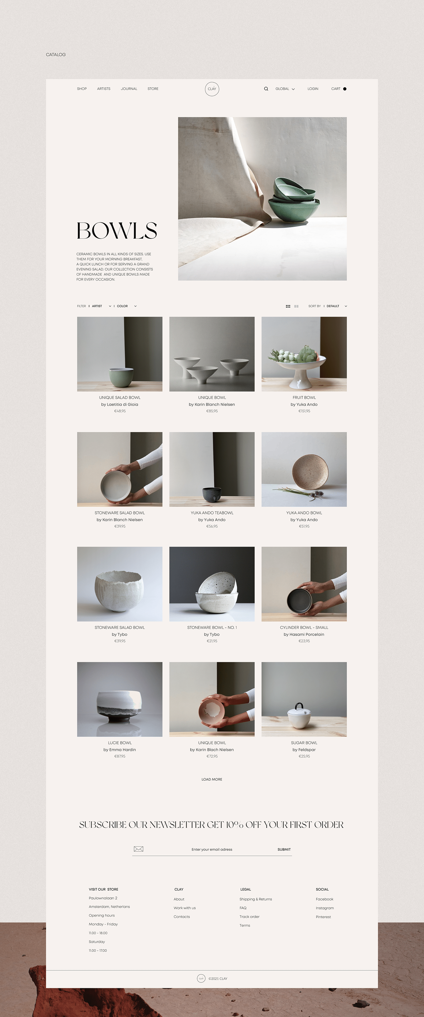 ceramics  clay e-commerce Figma landing page Pottery ui design UI/UX web concept Website