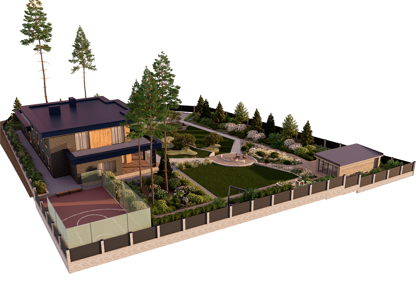 3D architecture High Tech Landscape Landscape Design landscaping Render Russia SketchUP visualization