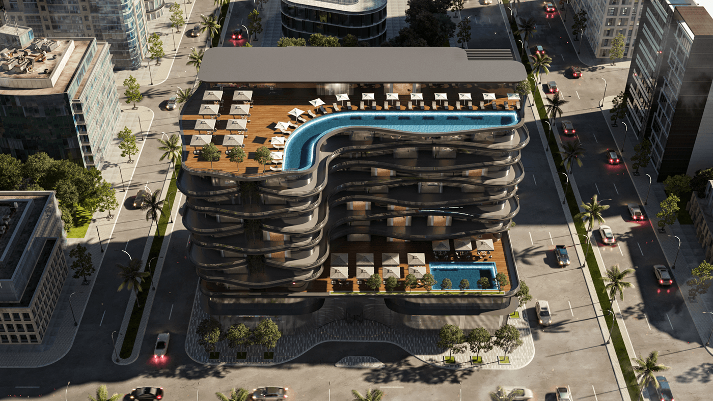 3D 3ds max architecture Render visualization modern archviz CGI vray hotel