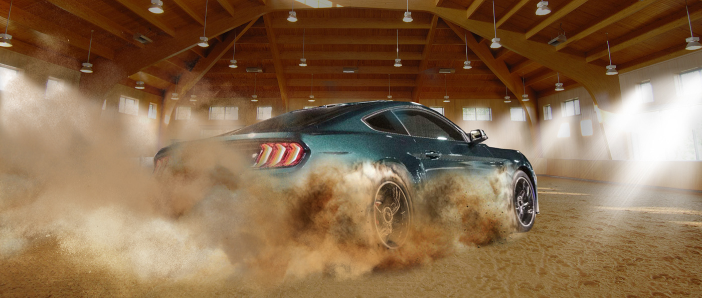 Ford Mustang Bullitt car automotive   Digital Art  retouch visualisation dirt horses