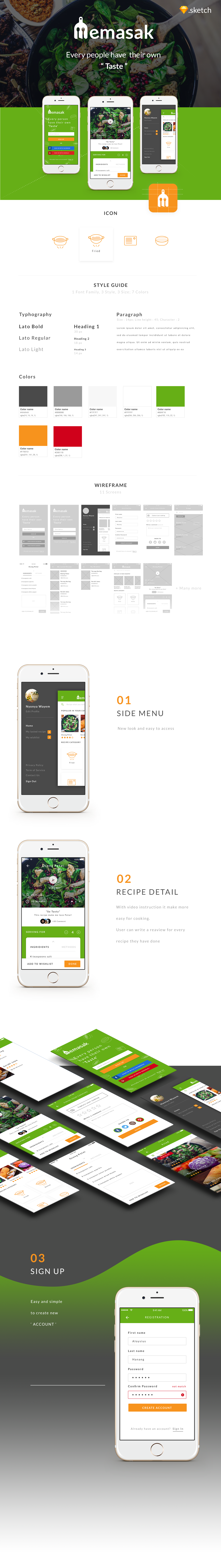 UI ux app cook ios application mobile green