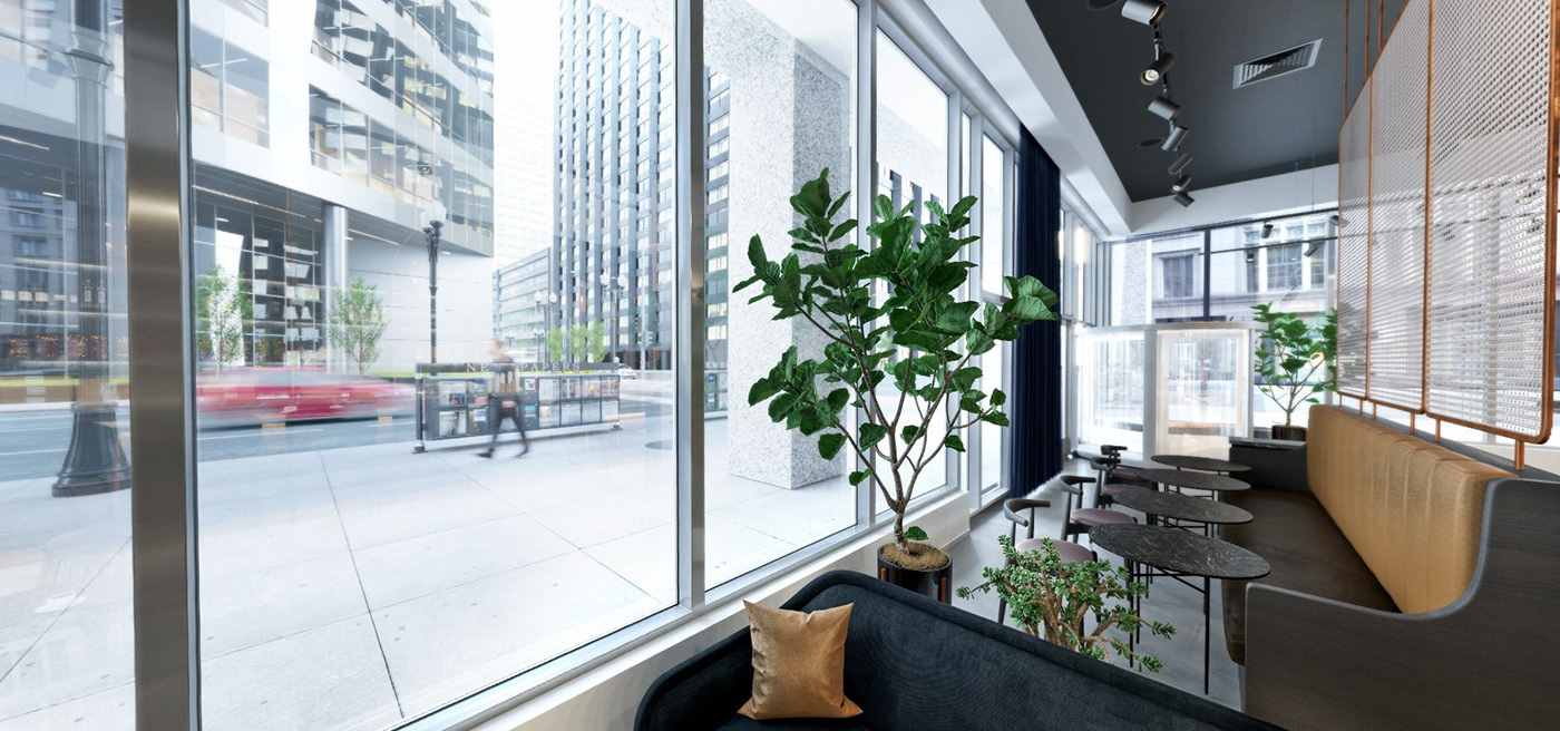 cafe architecture vizfire convene chicago partners by design rendering