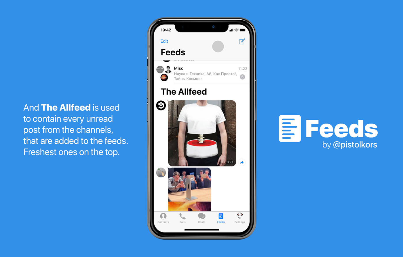 Telegram UI/UX feeds concept app