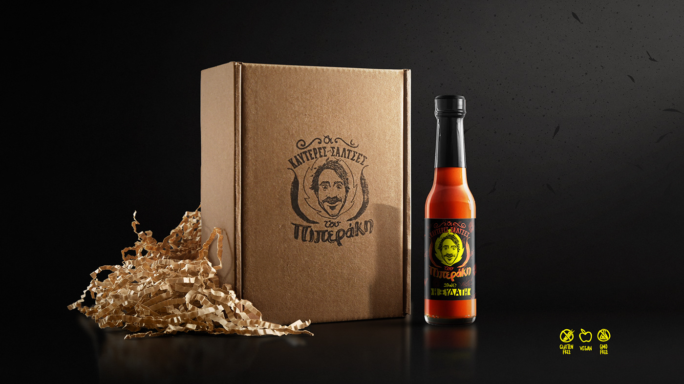Packaging spicy sauce Hot graphic design  ILLUSTRATION  animation  branding  Free font Ethnic