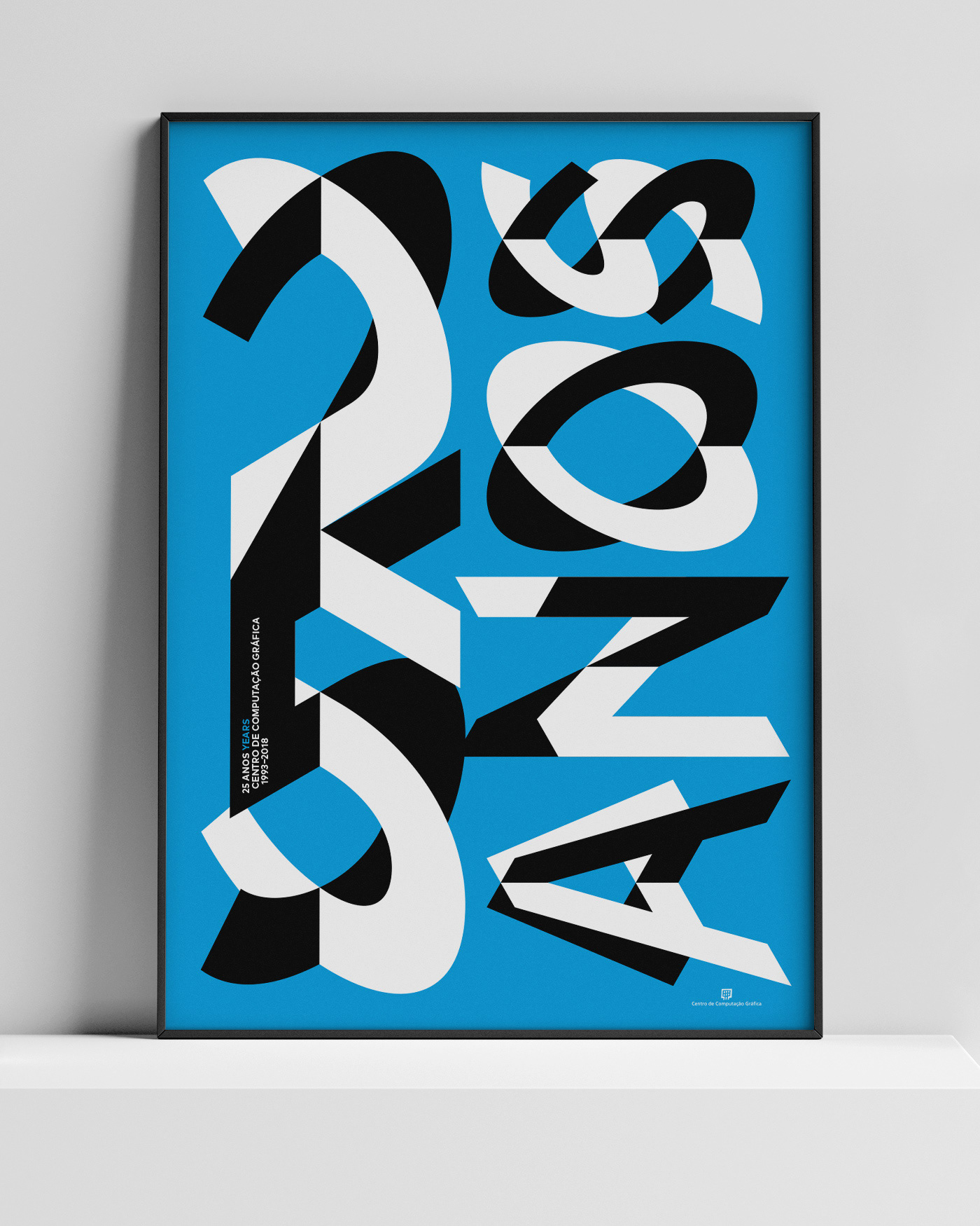 poster 25 years design cartaz grid blue Isometric