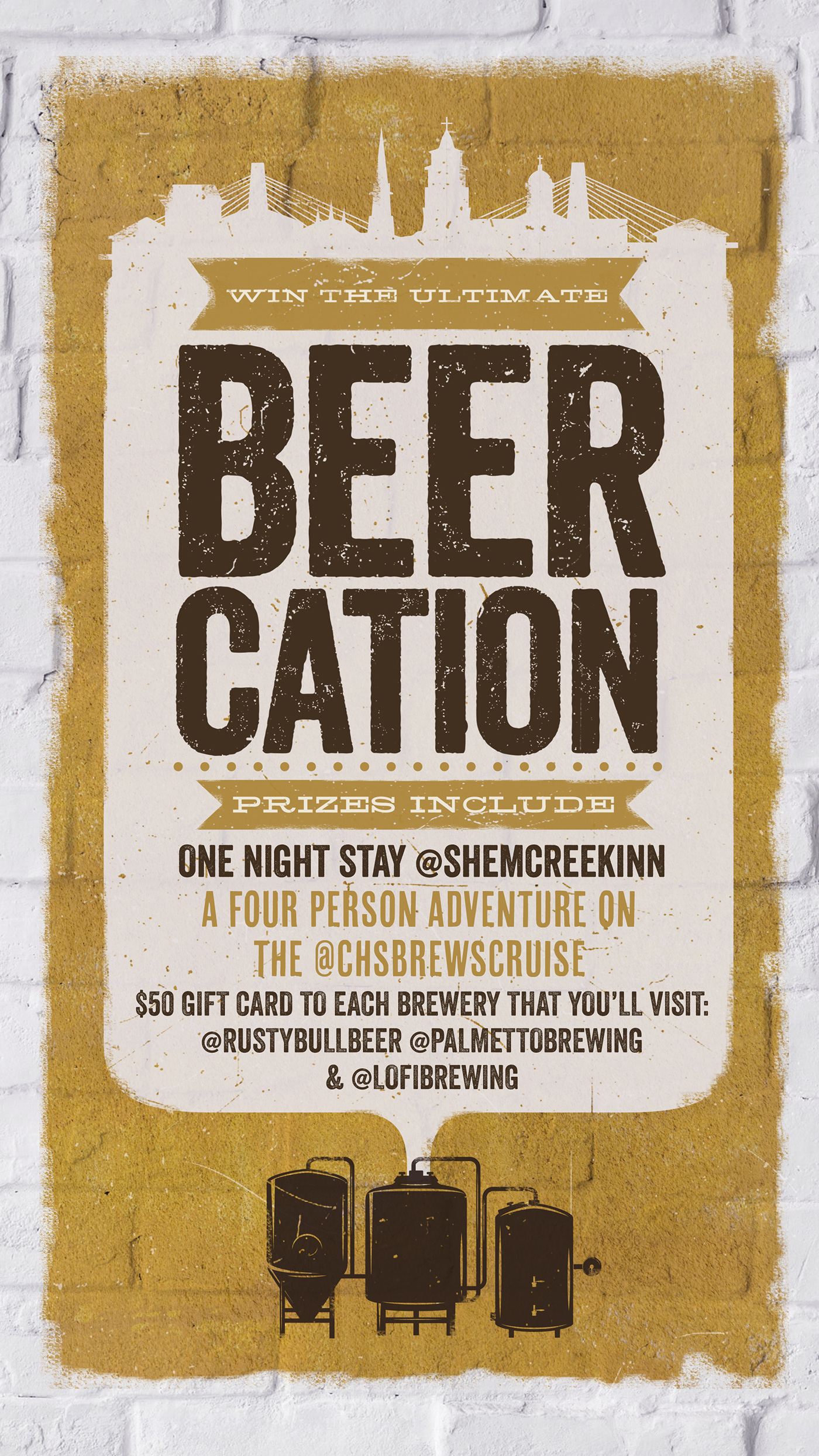 beer Beercation brewery contest giveaway ILLUSTRATION  masculine Poster Design Staycation vacation
