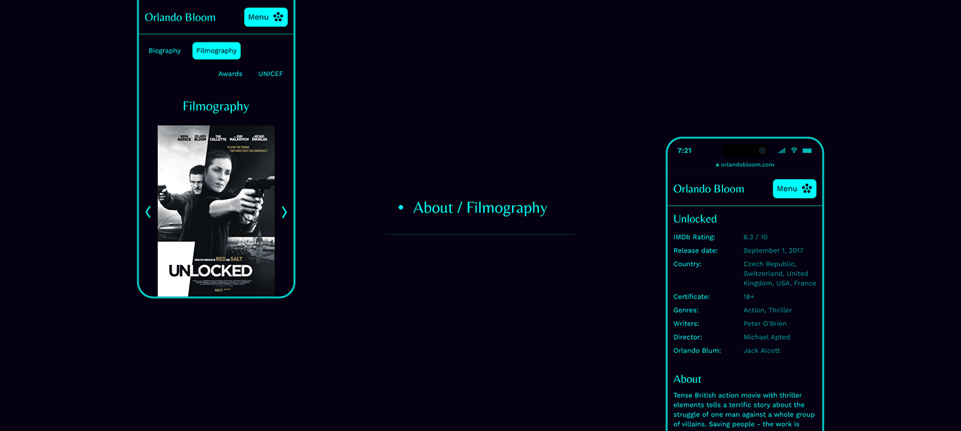 Website UI/UX portfolio actor Figma movie Web Design  Website Design clean digital