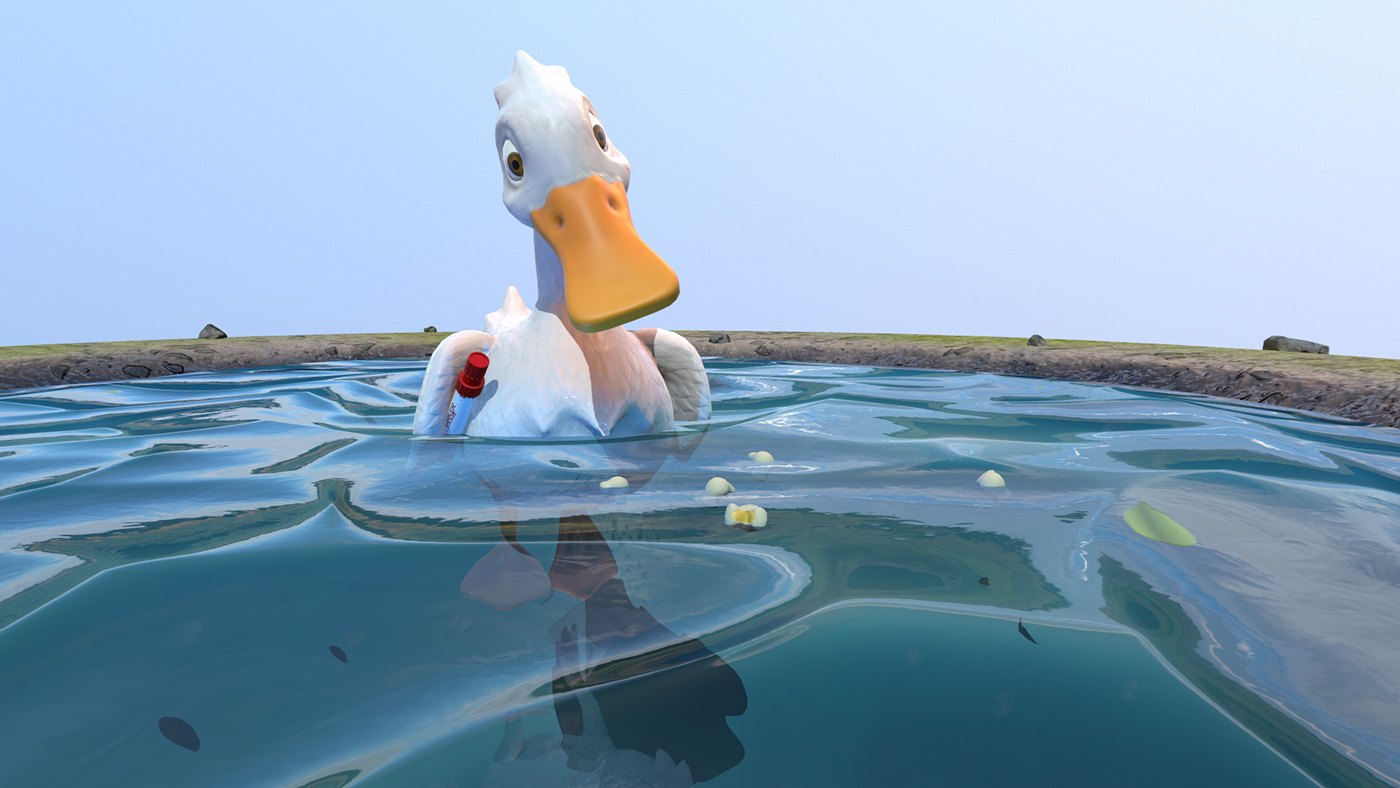 duck cartoon 3D Low Poly PBR Stylesed
