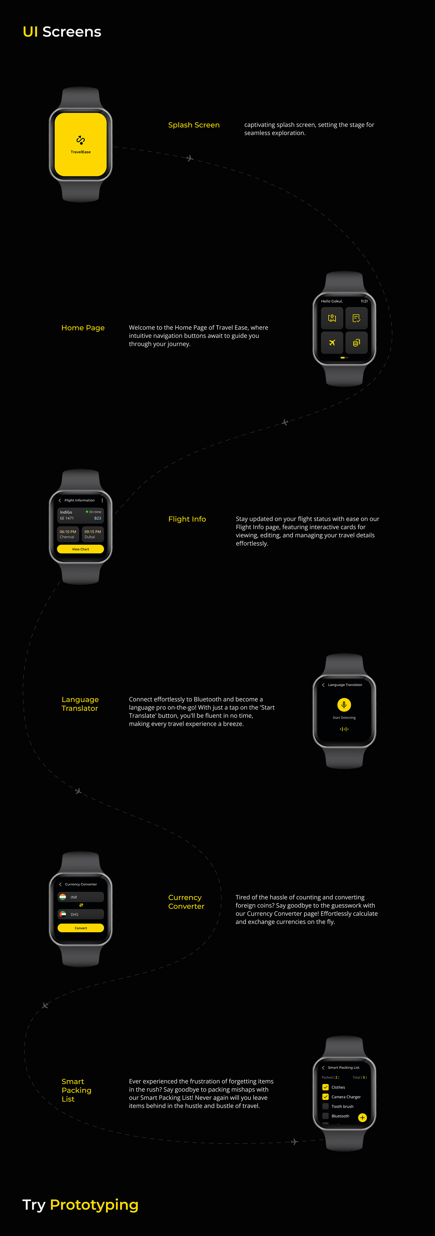 UI/UX ui design Figma app smartwatch UI design Travel Travel App Smartwatch Design