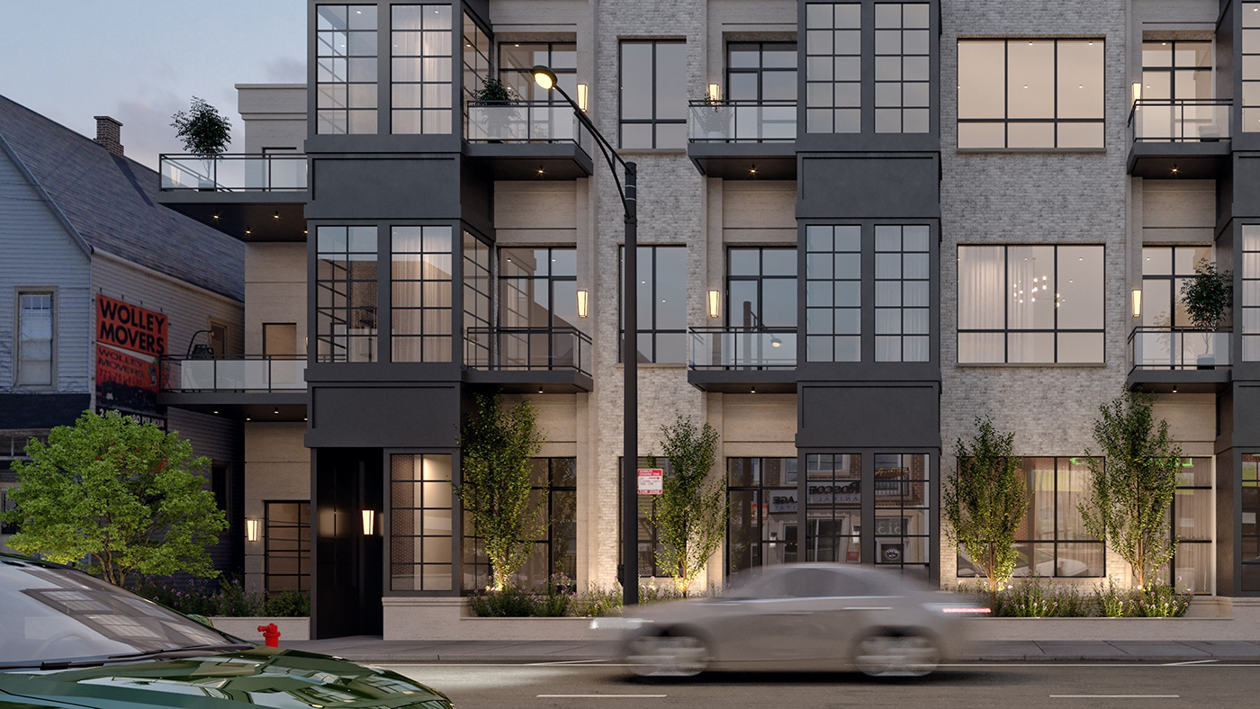 chicago rendering JLL lewis garrison multi family rendering residential rendering vizfire