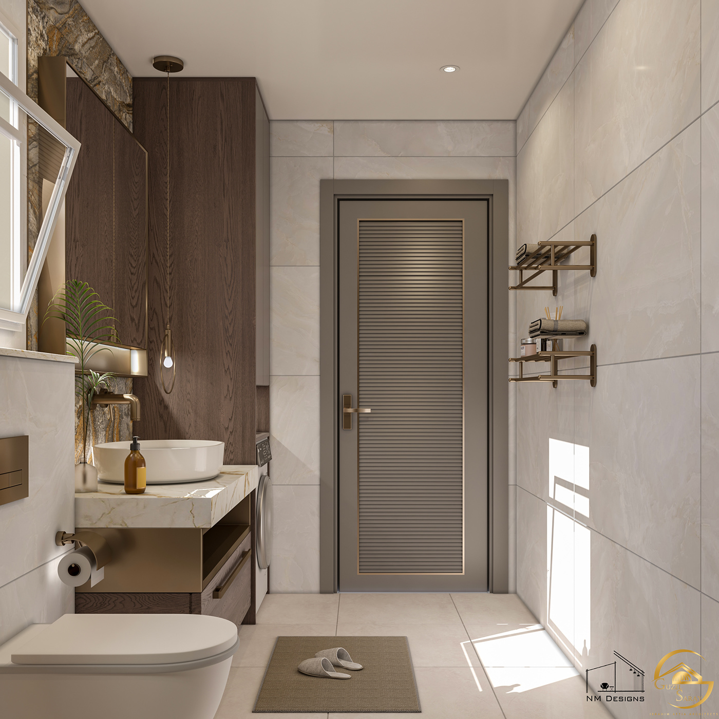 indoor architecture visualization bathroom toilet modern interior design  Render 3ds max vray