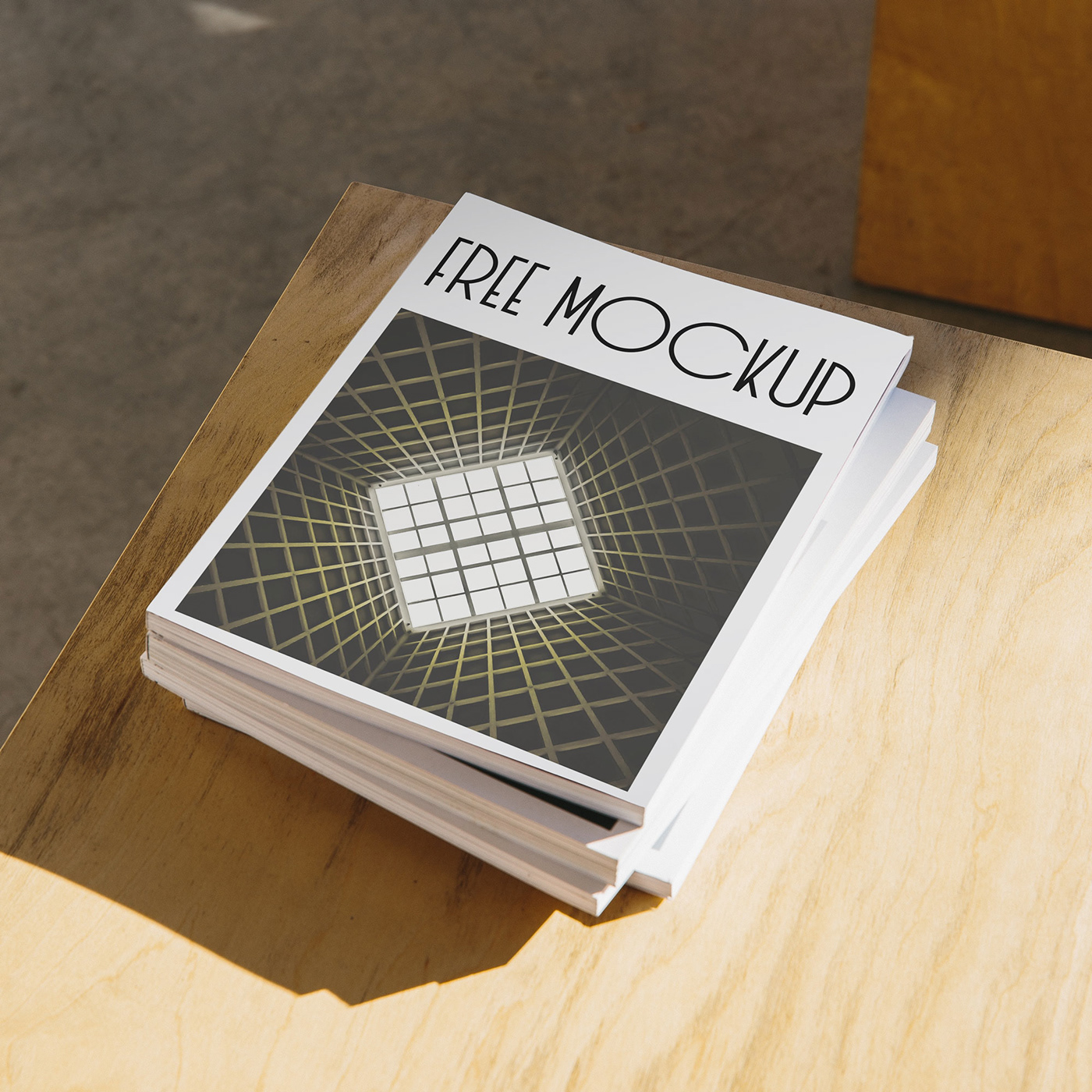 cover free magazine Mockup spine square wood