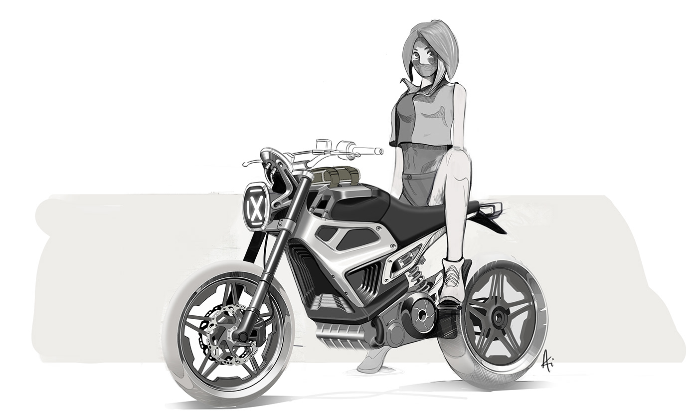 motorcycle Bike ride sketch concept