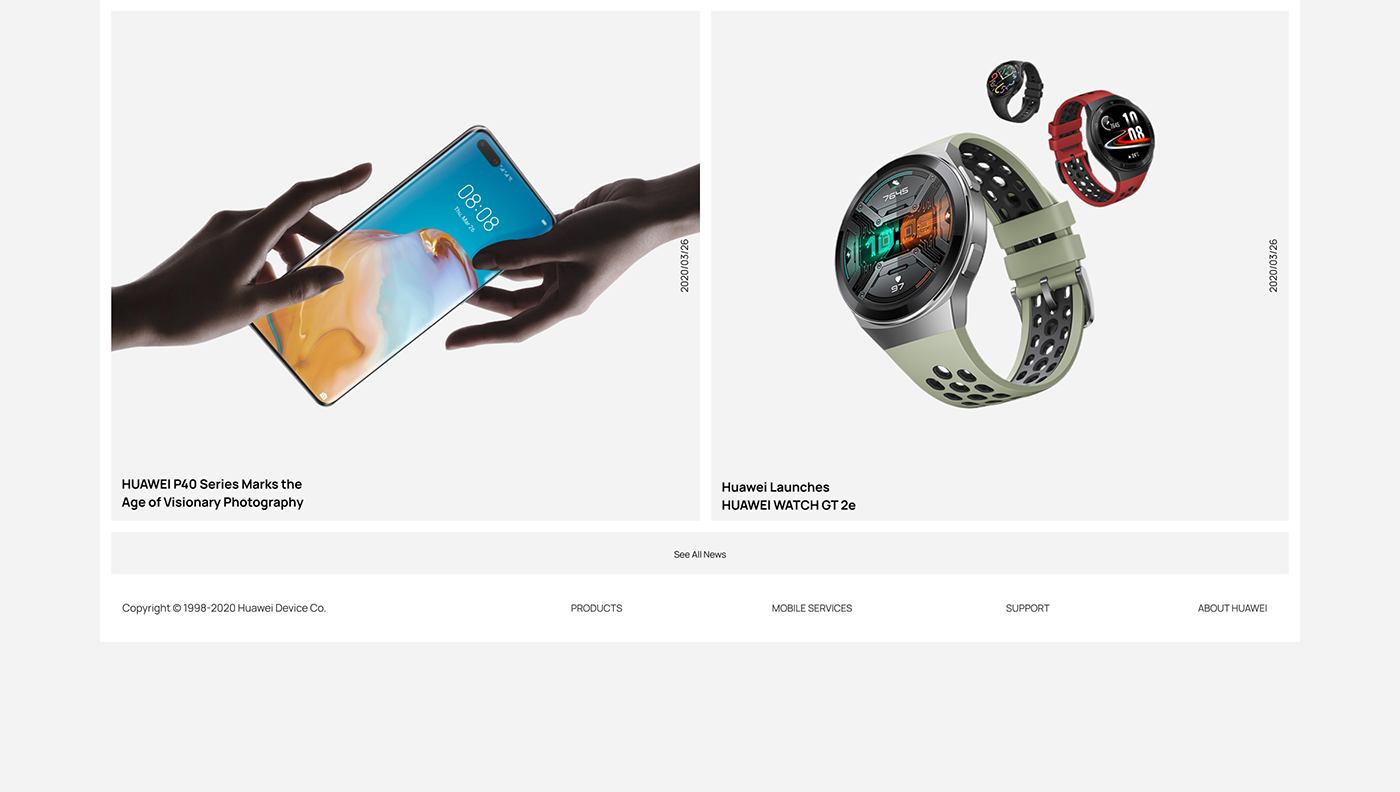 corporate e-commerce fold huawei minimal redesign smartphone UI/UX Website