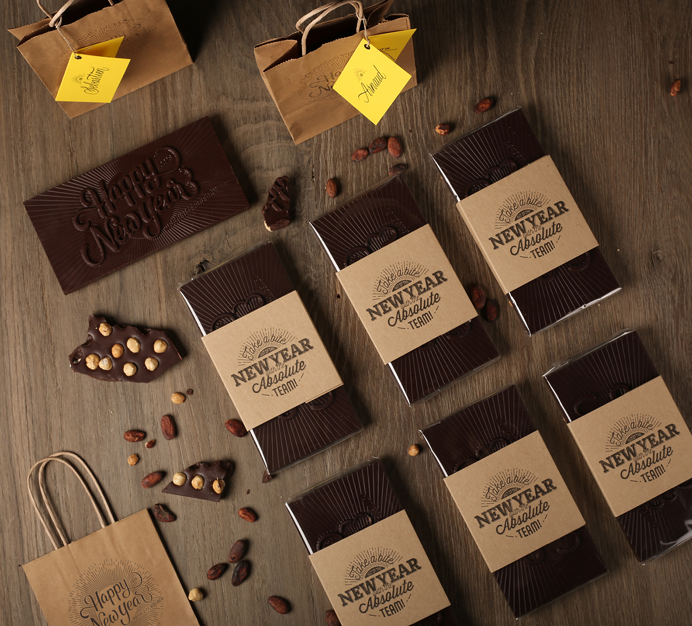 calligraphie imprimerie heidelberg chocolat video design packagings artisanat Noisette new year wishes gift communication agency motion design Food 
