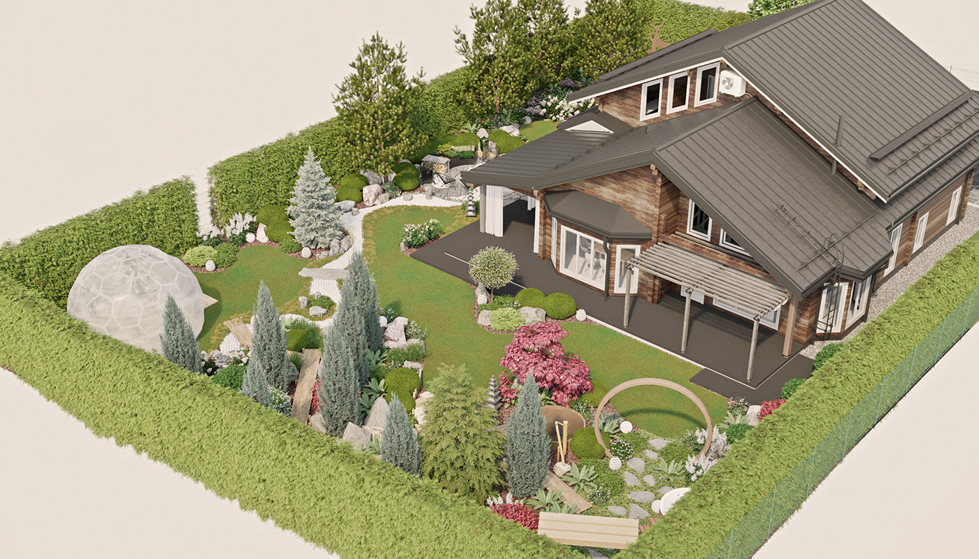 3ds max architecture corona exterior garden design Landscape Architecture  Landscape Design landscaping Render visualization